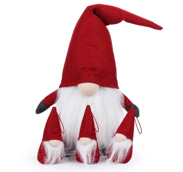 Homewit Dekofigur Weihnachten Deko Wichtel, Schwedischen Weihnachtsmann Santa Tomte Gnom (Set, 4 St., Christbaumschmuck), Skandinavischer Zwerg Geschenke für Kinder Familie Ostern Weihnachten