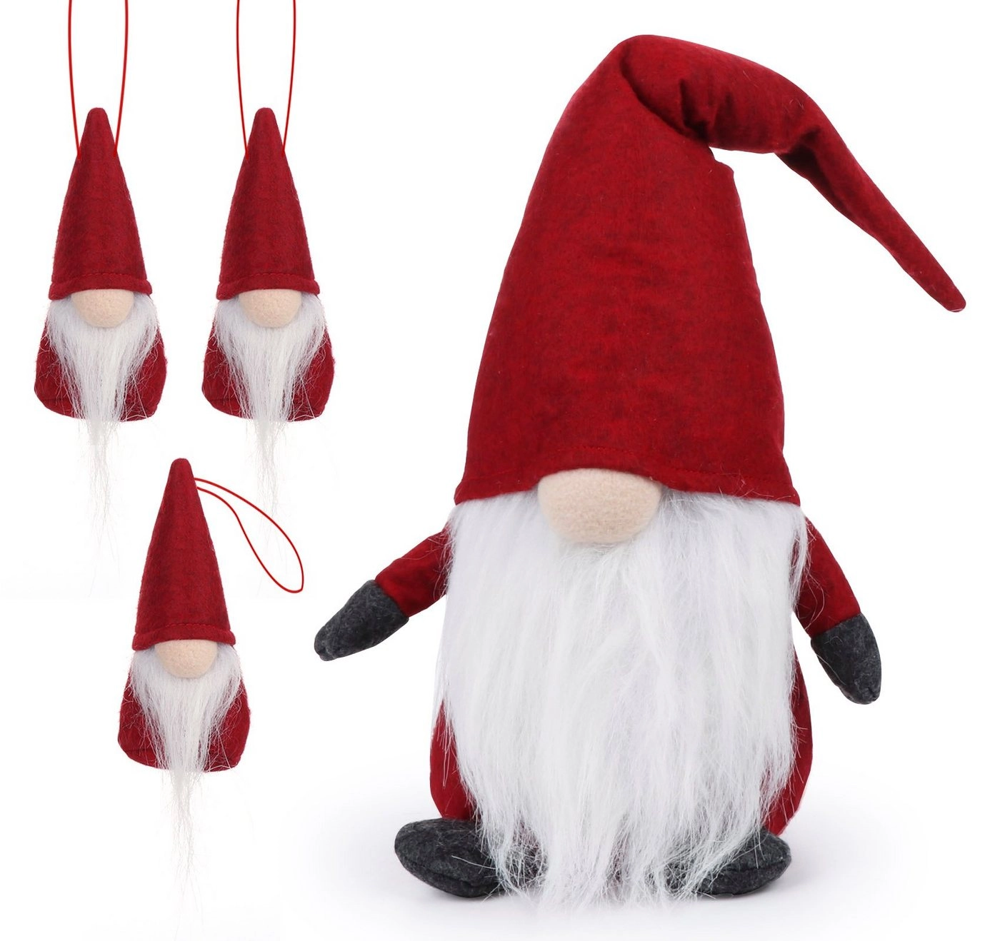 Homewit Dekofigur Weihnachten Deko Wichtel, Schwedischen Weihnachtsmann Santa Tomte Gnom (Set, 4 St., Christbaumschmuck), Skandinavischer Zwerg Geschenke für Kinder Familie Ostern Weihnachten