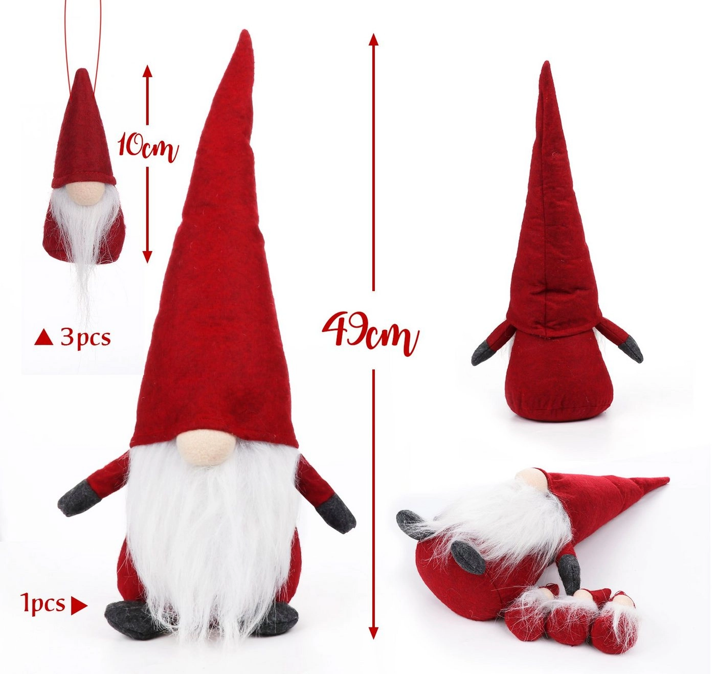 Homewit Dekofigur Weihnachten Deko Wichtel, Schwedischen Weihnachtsmann Santa Tomte Gnom (Set, 4 St., Christbaumschmuck), Skandinavischer Zwerg Geschenke für Kinder Familie Ostern Weihnachten