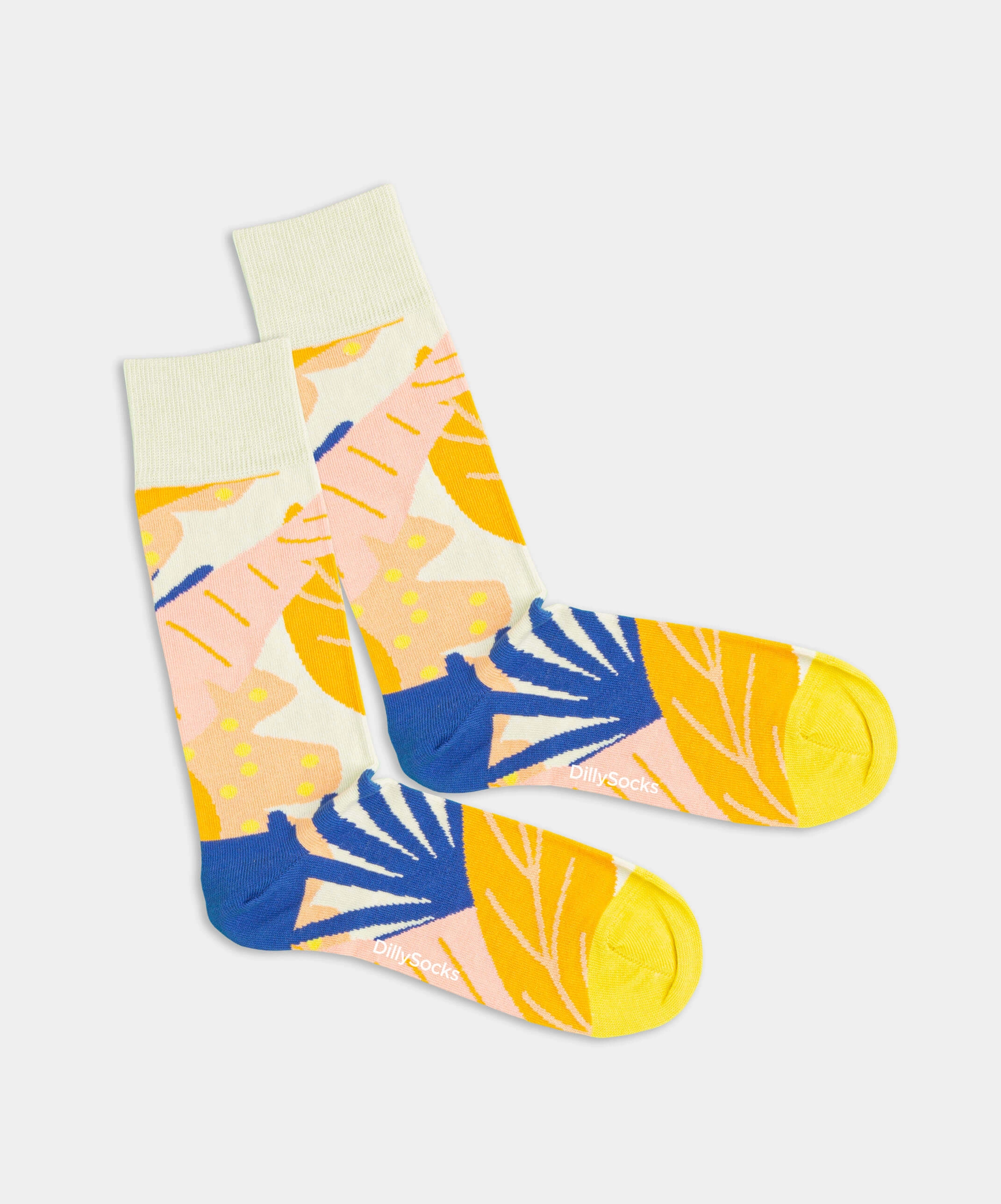 - Socken in Gelb mit Pflanze Motiv/Muster