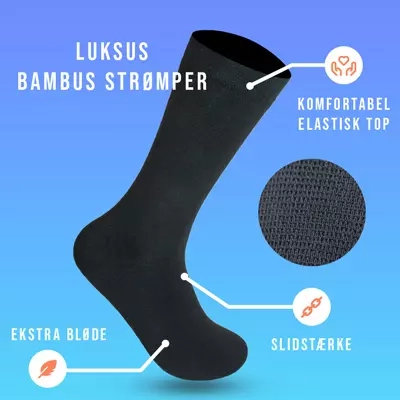 12er Pack Luxus Bambus Socken- schwarz 44-47