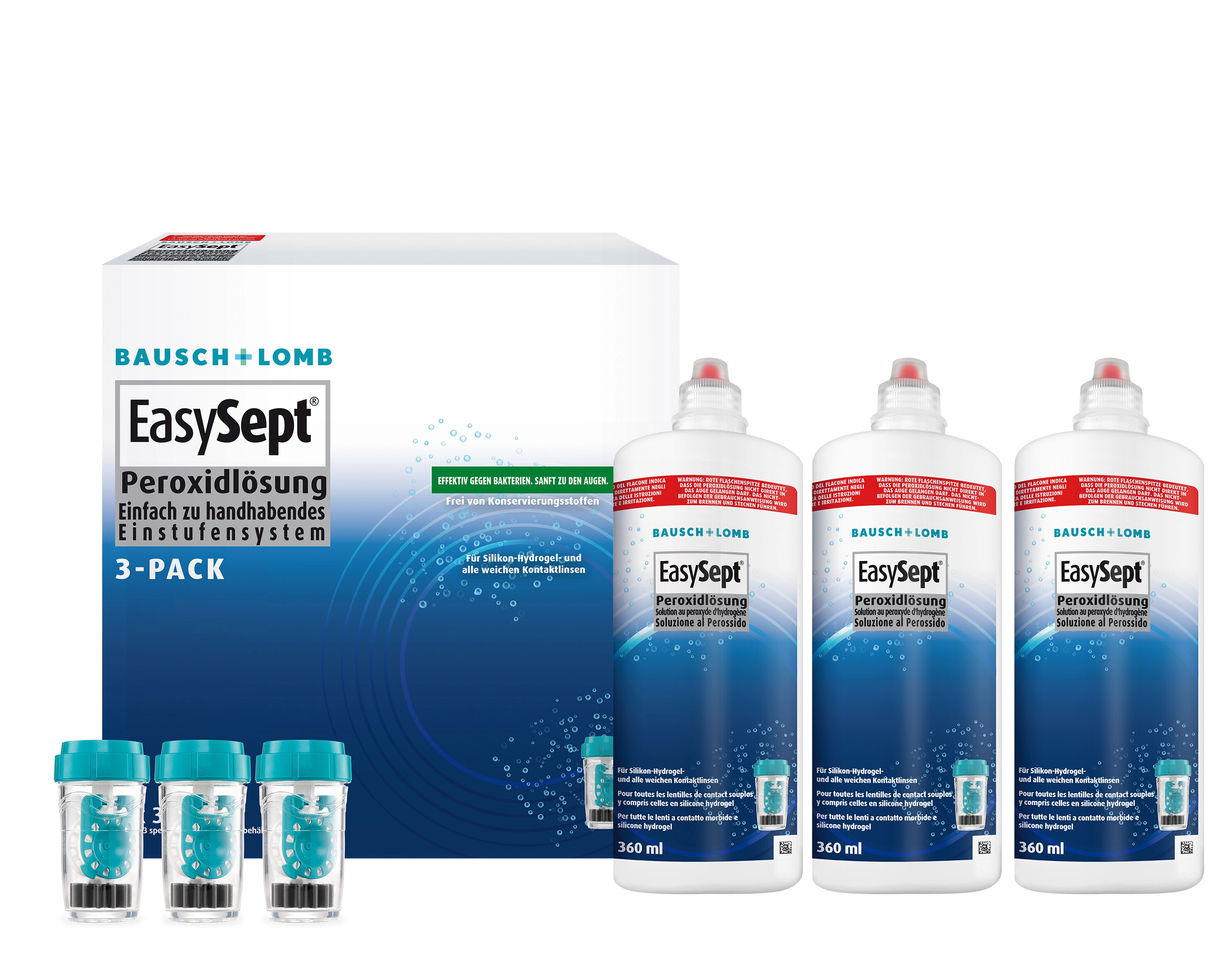 EasySept® Multipack Peroxid Pflege Doppelpack 1080 ml Kontaktlinsen-Pflegemittel; -Flüssigkeit; -Lösung; -Reinigungsmittel; Kontaktlinsen