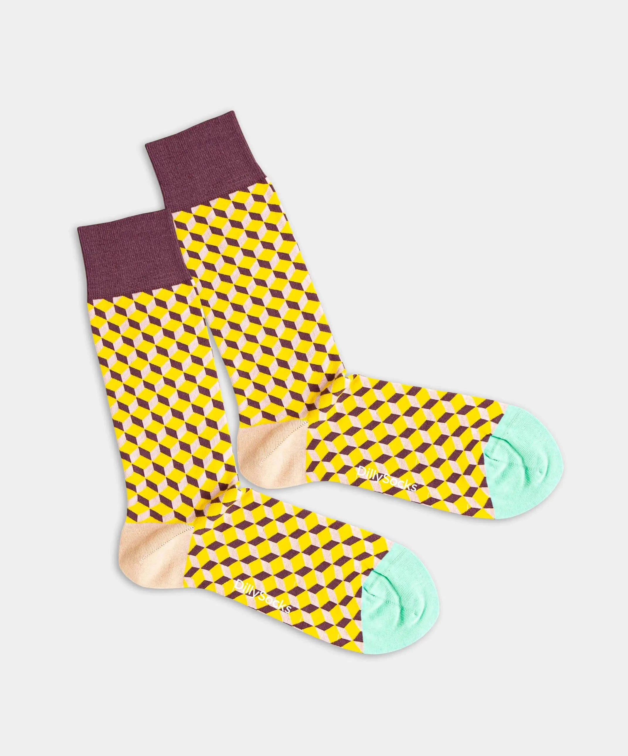 - Socken in Gelb mit Dice Motiv/Muster