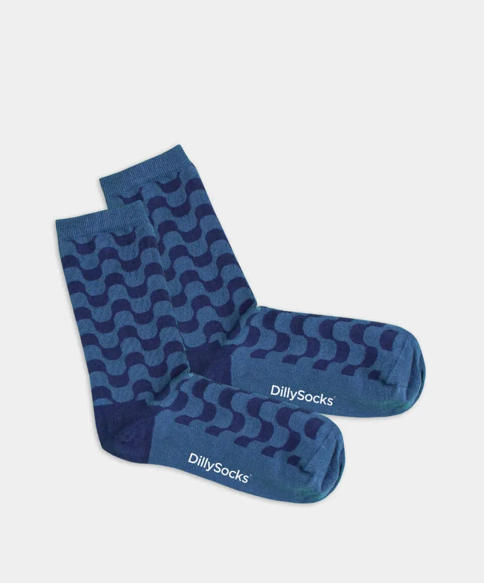 - Damensocken in Blau mit Streifen Motiv/Muster