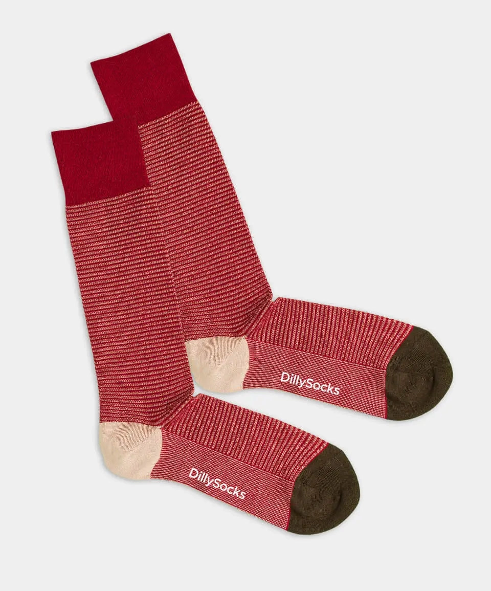 - Herrensocken in Rot mit Streifen Motiv/Muster