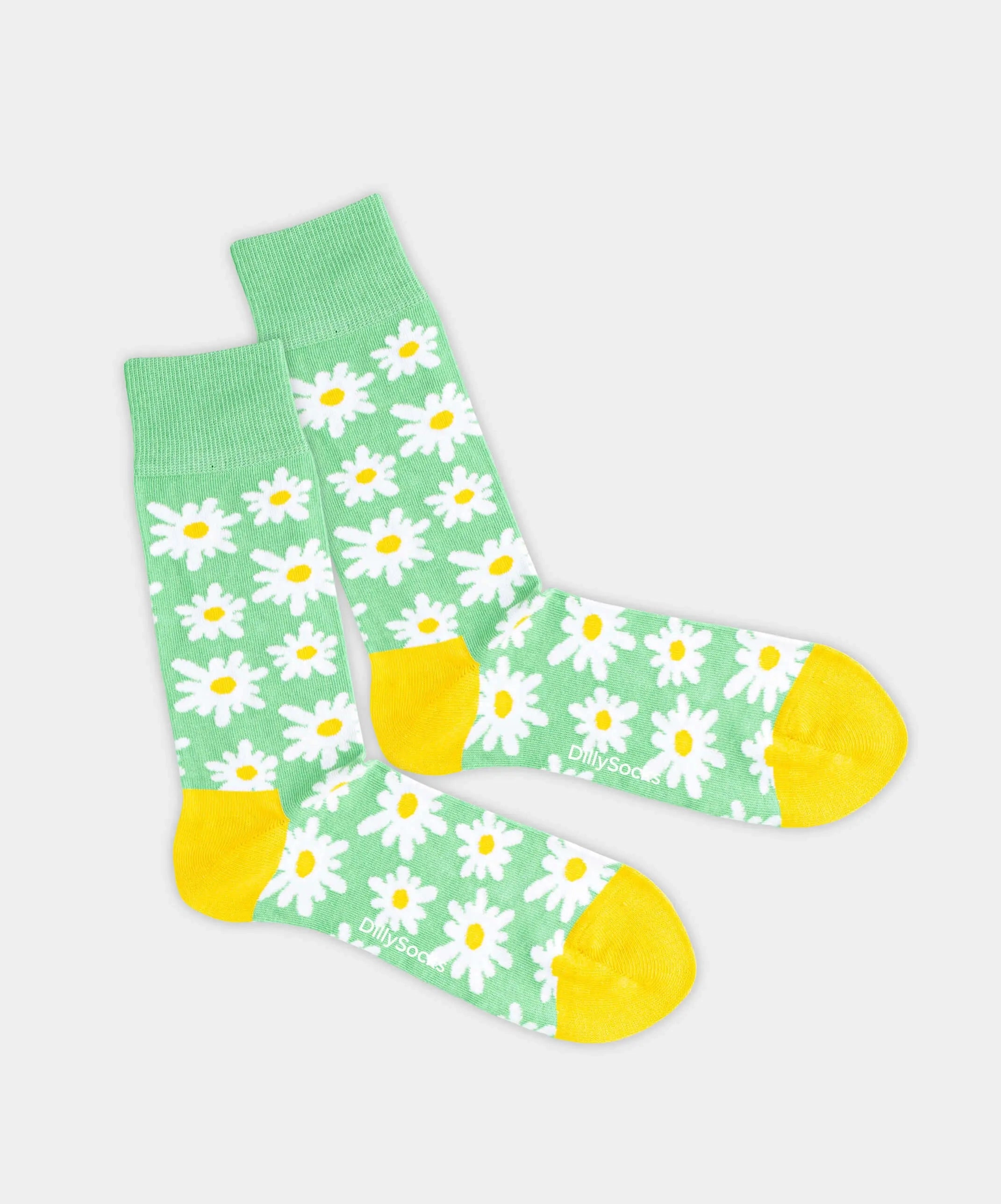 - Socken in Grün mit Blumen Motiv/Muster