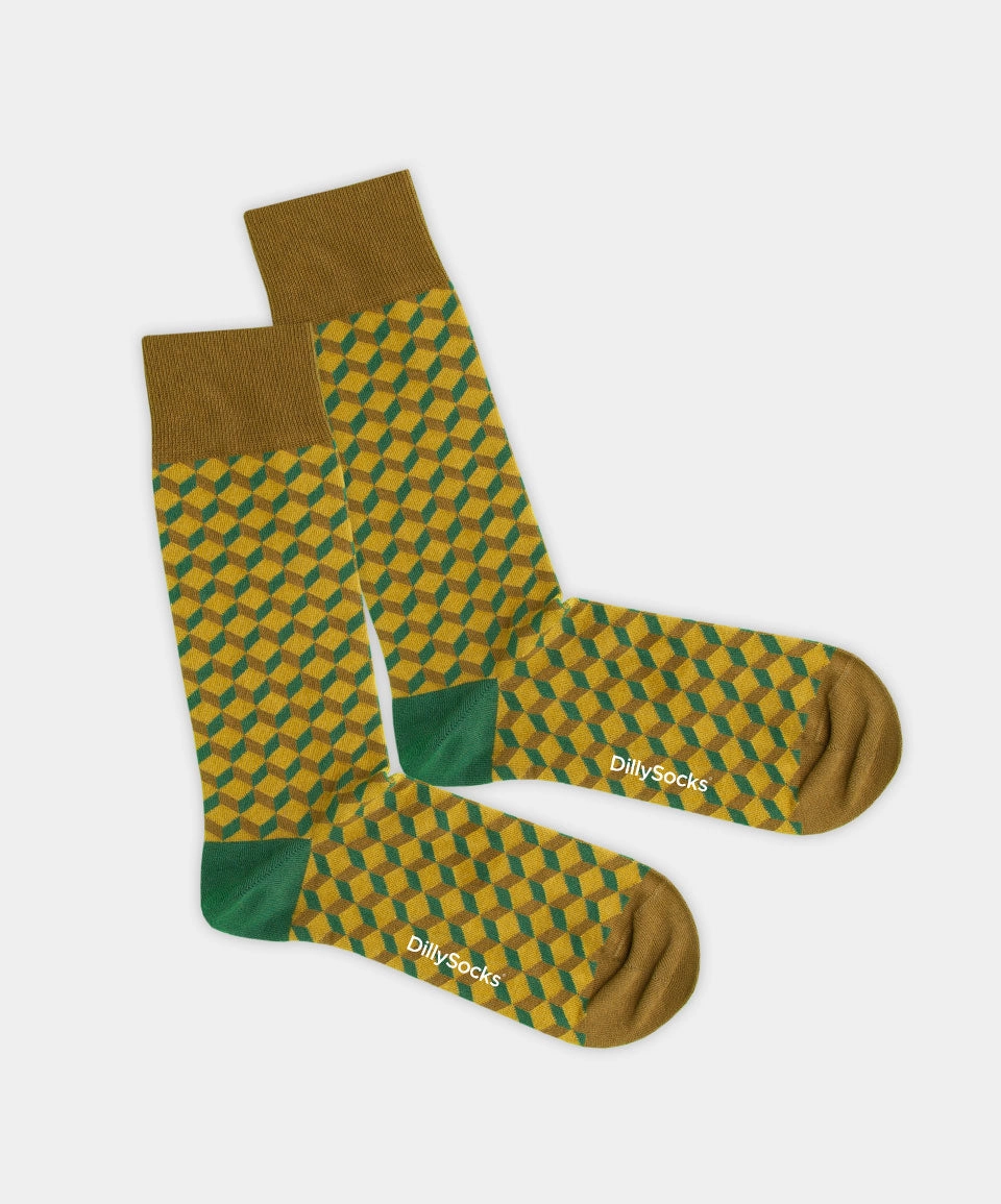 - Socken in Grün mit Dice Geometrisch Motiv/Muster