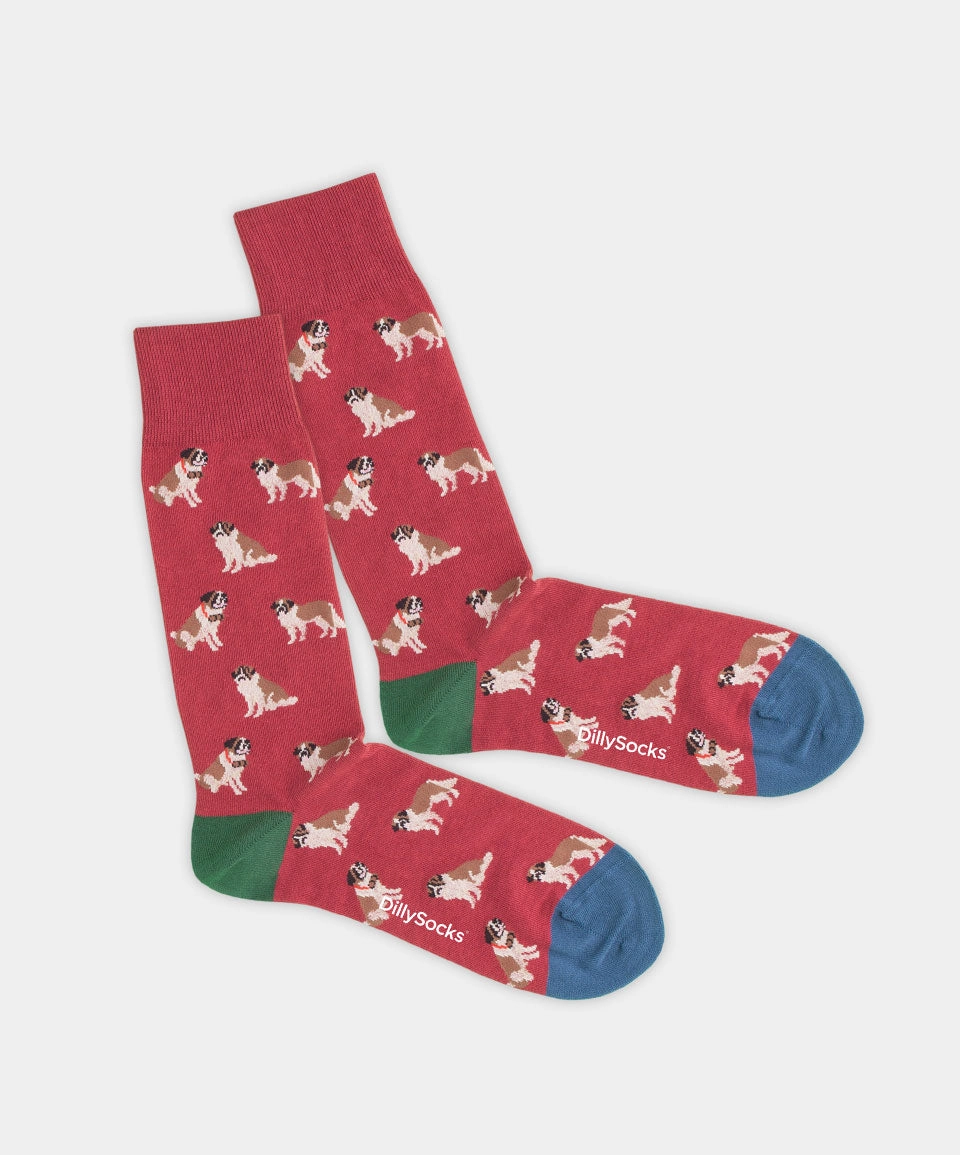 - Socken in Rot mit Hund Tier Motiv/Muster