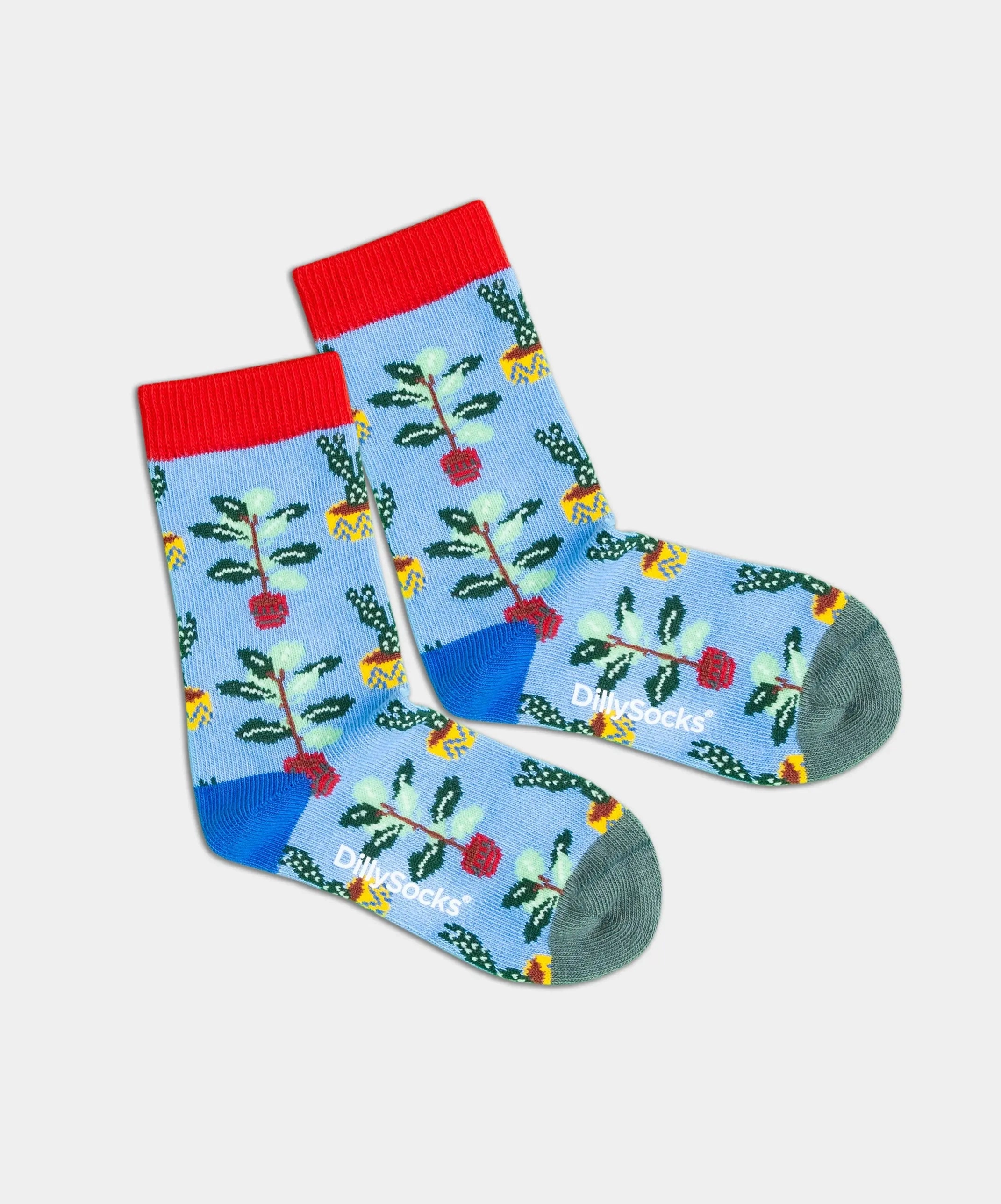 - Kindersocken in Blau mit Pflanze Motiv/Muster