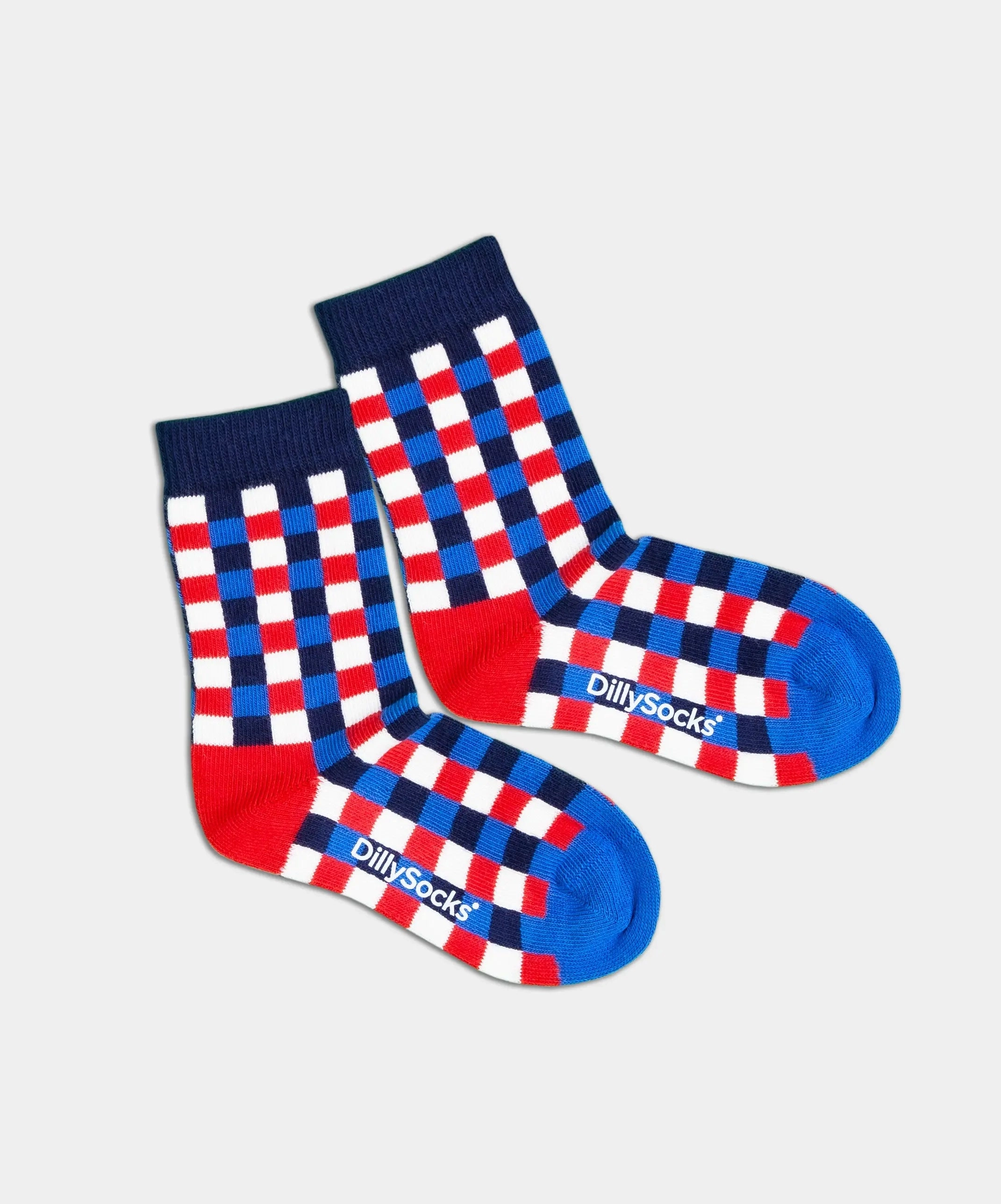 - Kindersocken in Blau Rot Weiss mit Geometrisch Motiv/Muster