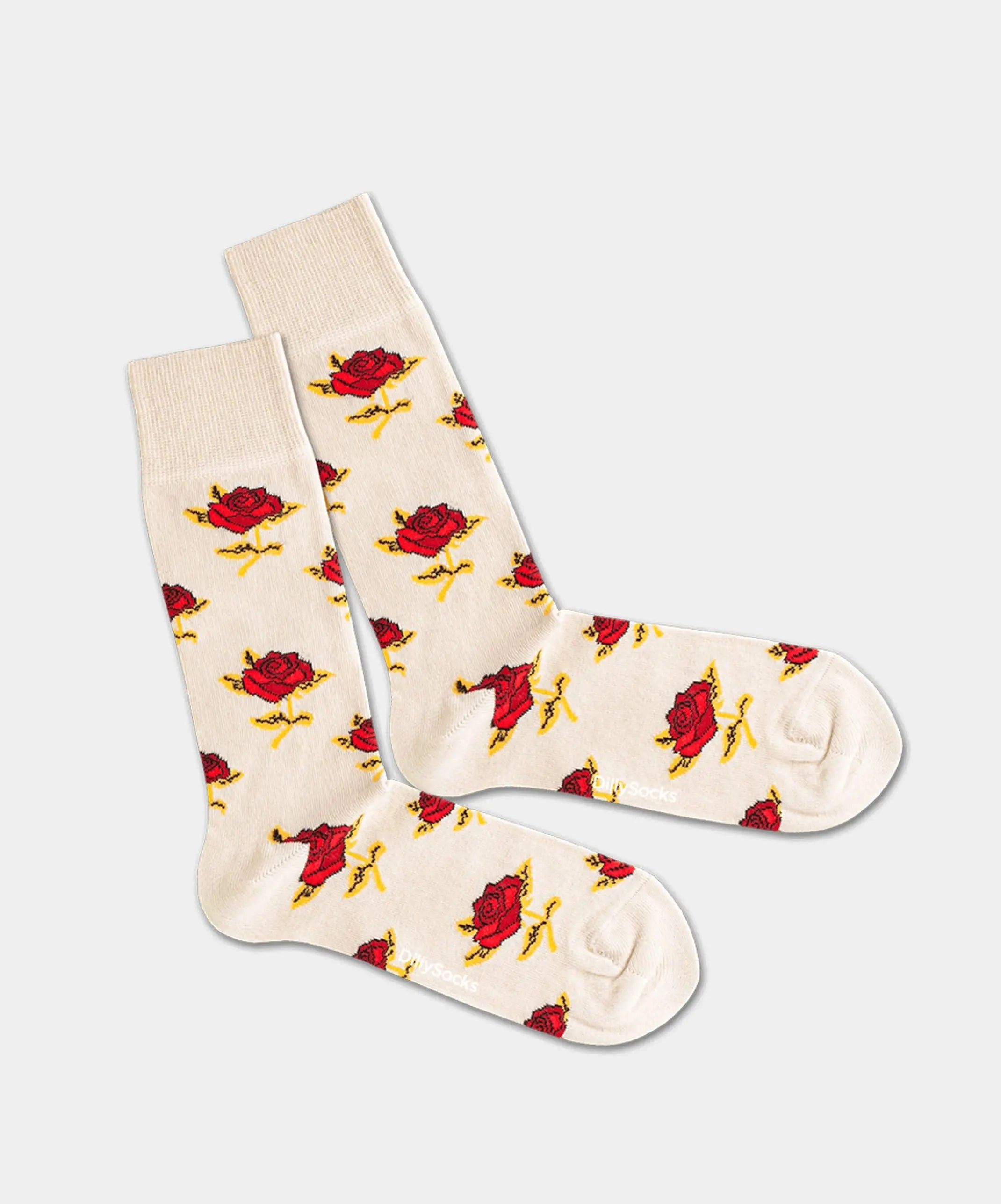 - Socken in Beige mit Blumen Motiv/Muster