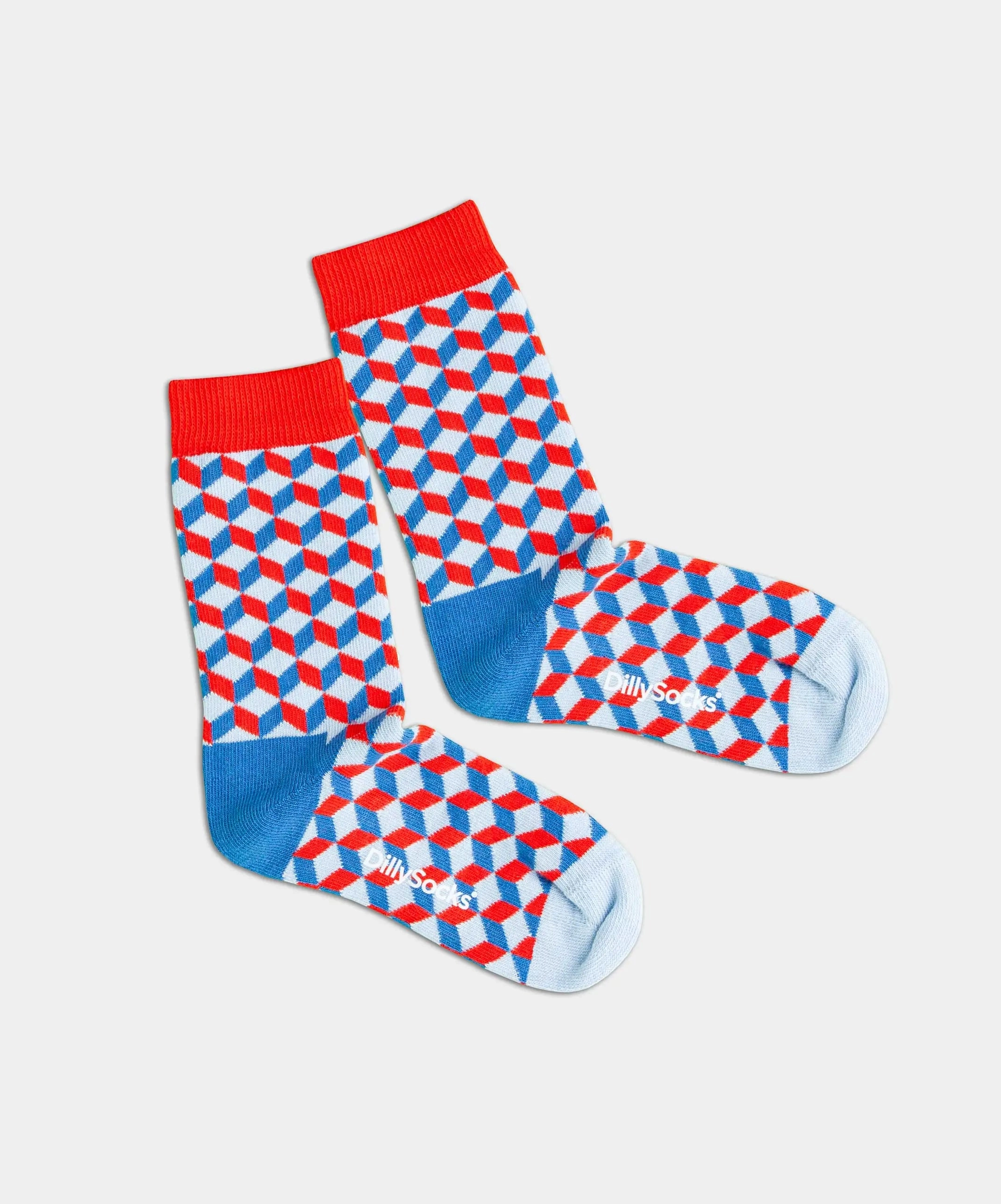 - Kindersocken in Blau Rot mit Dice Geometrisch Motiv/Muster