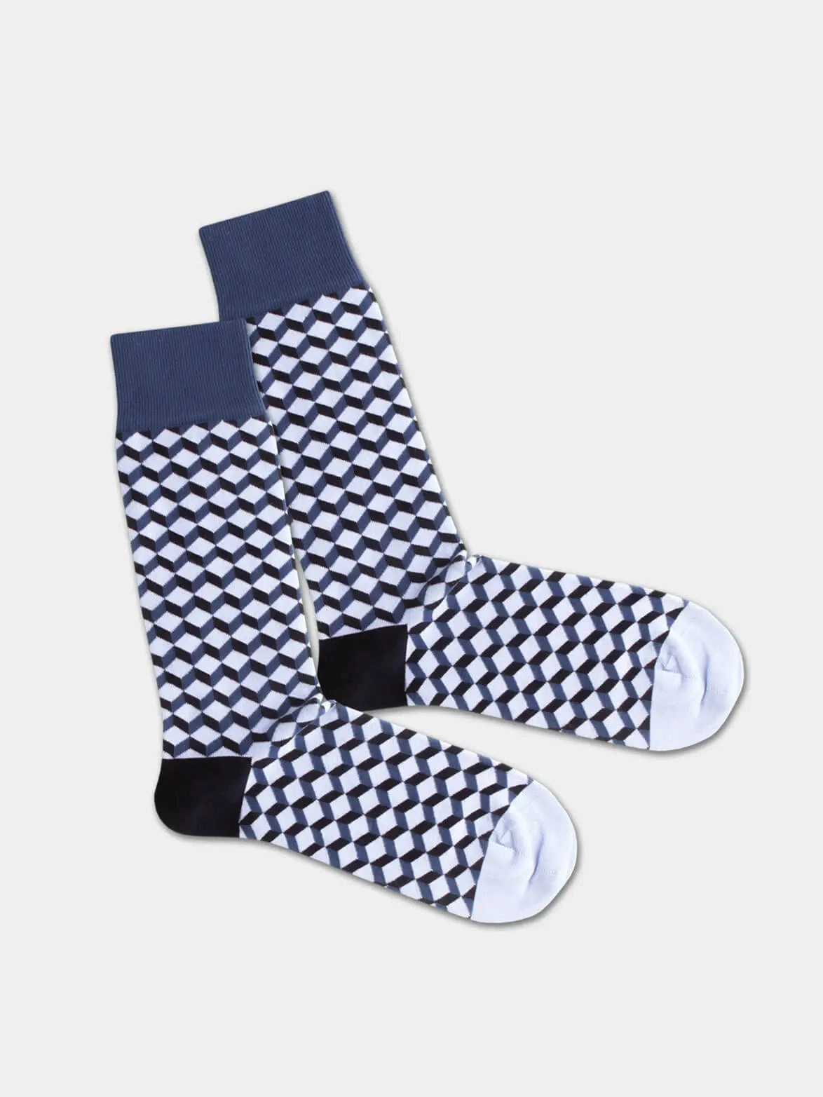 - Socken in Blau mit Dice Geometrisch Motiv/Muster