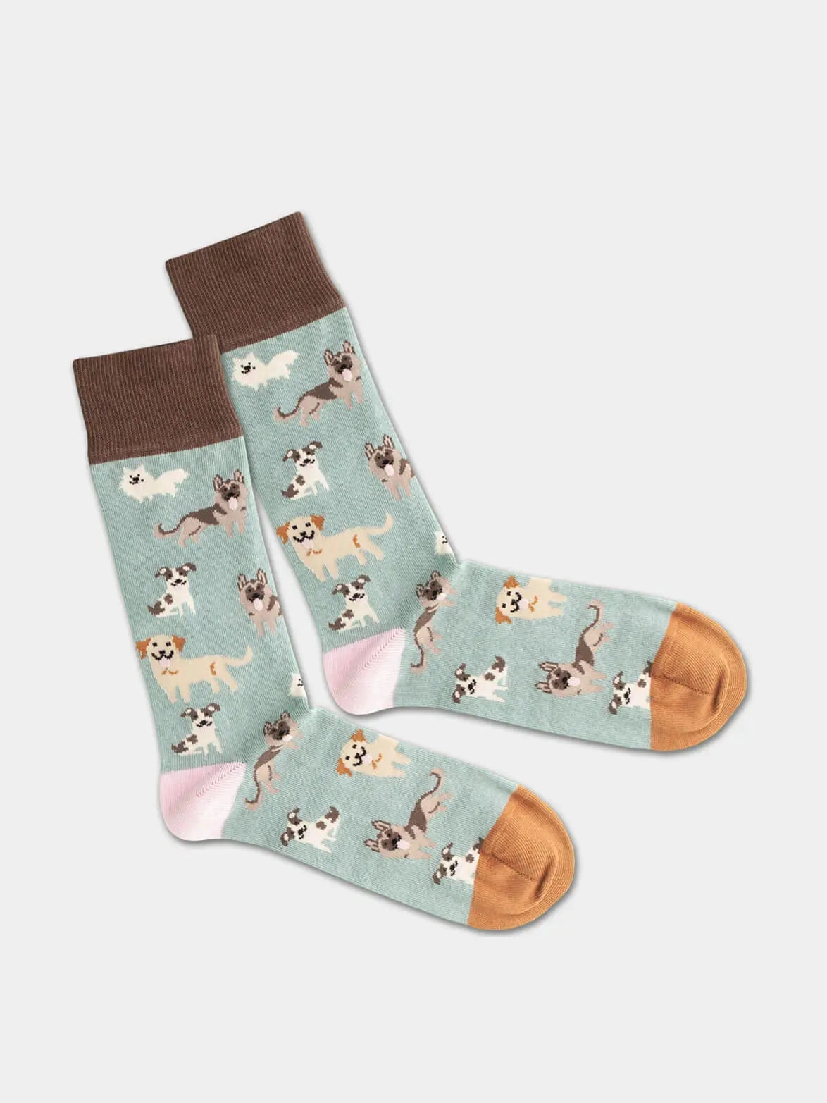 - Socken in Grün mit Hund Tier Motiv/Muster