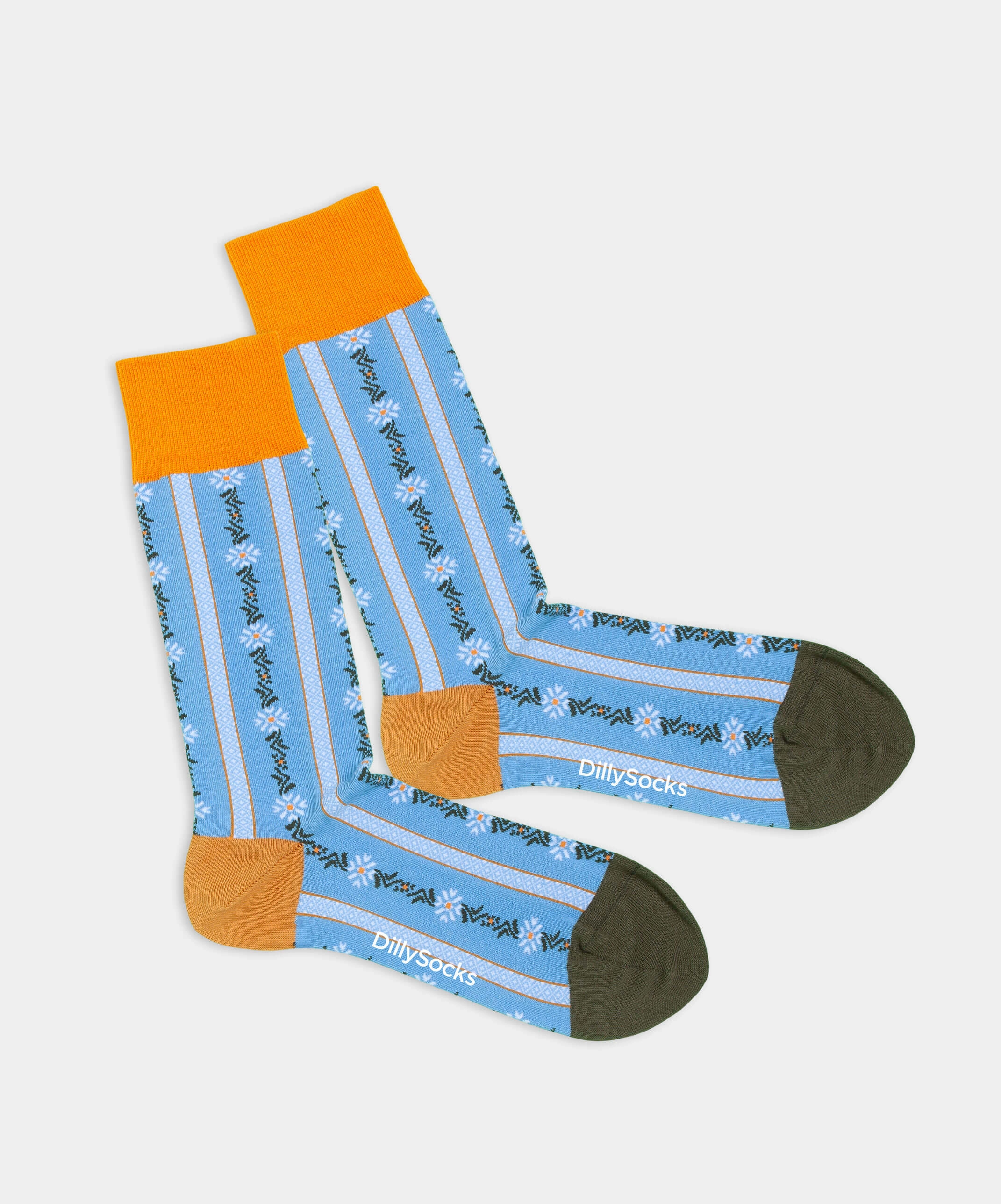 - Socken in Blau mit Pflanze Motiv/Muster