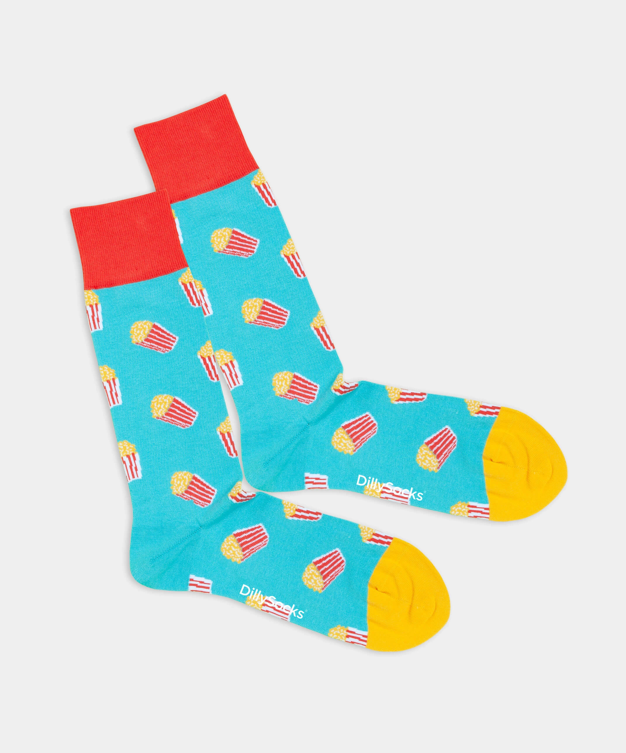 - Socken in Türkis mit Party Essen Motiv/Muster