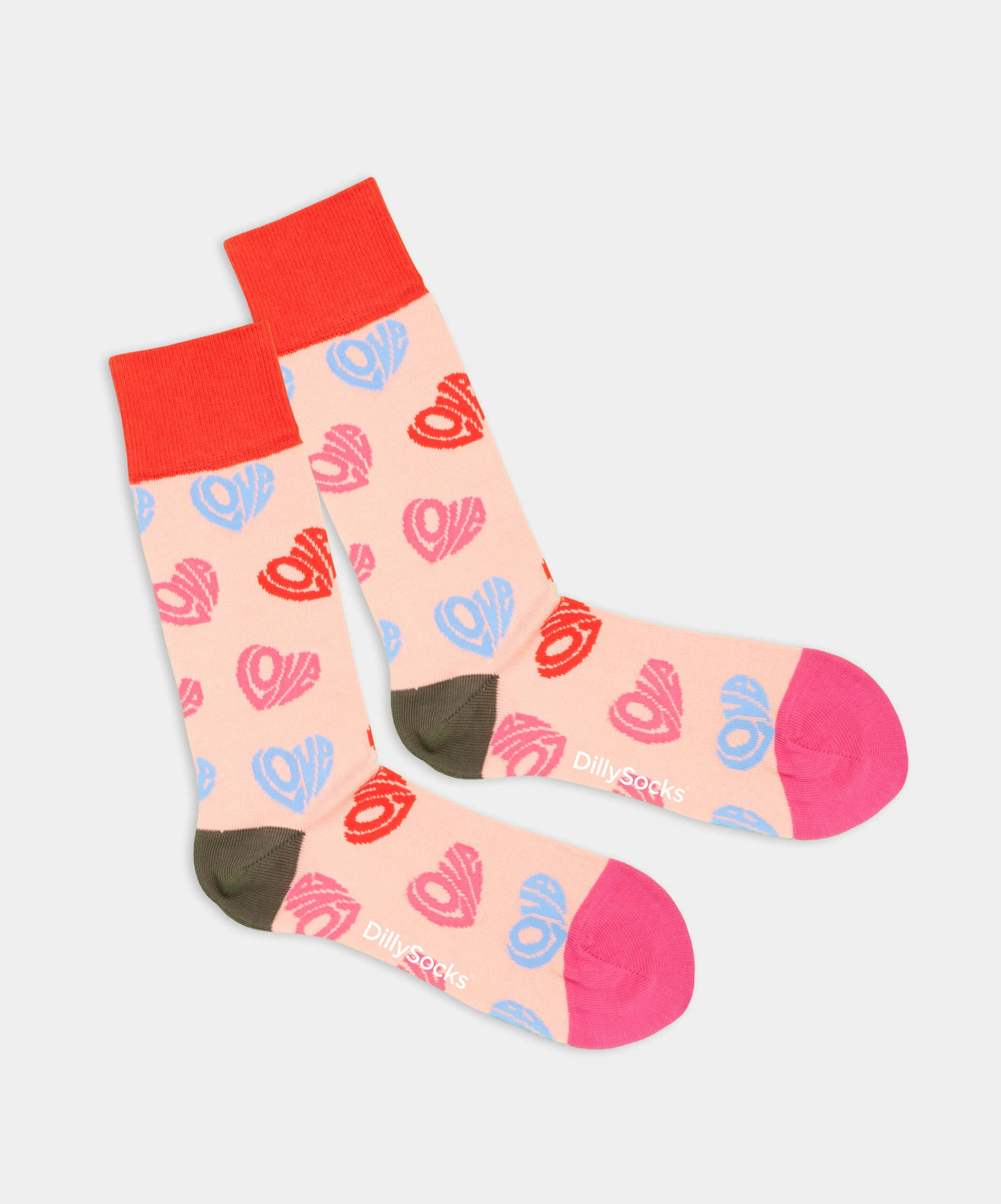 - Socken in Rosa mit Herz Motiv/Muster