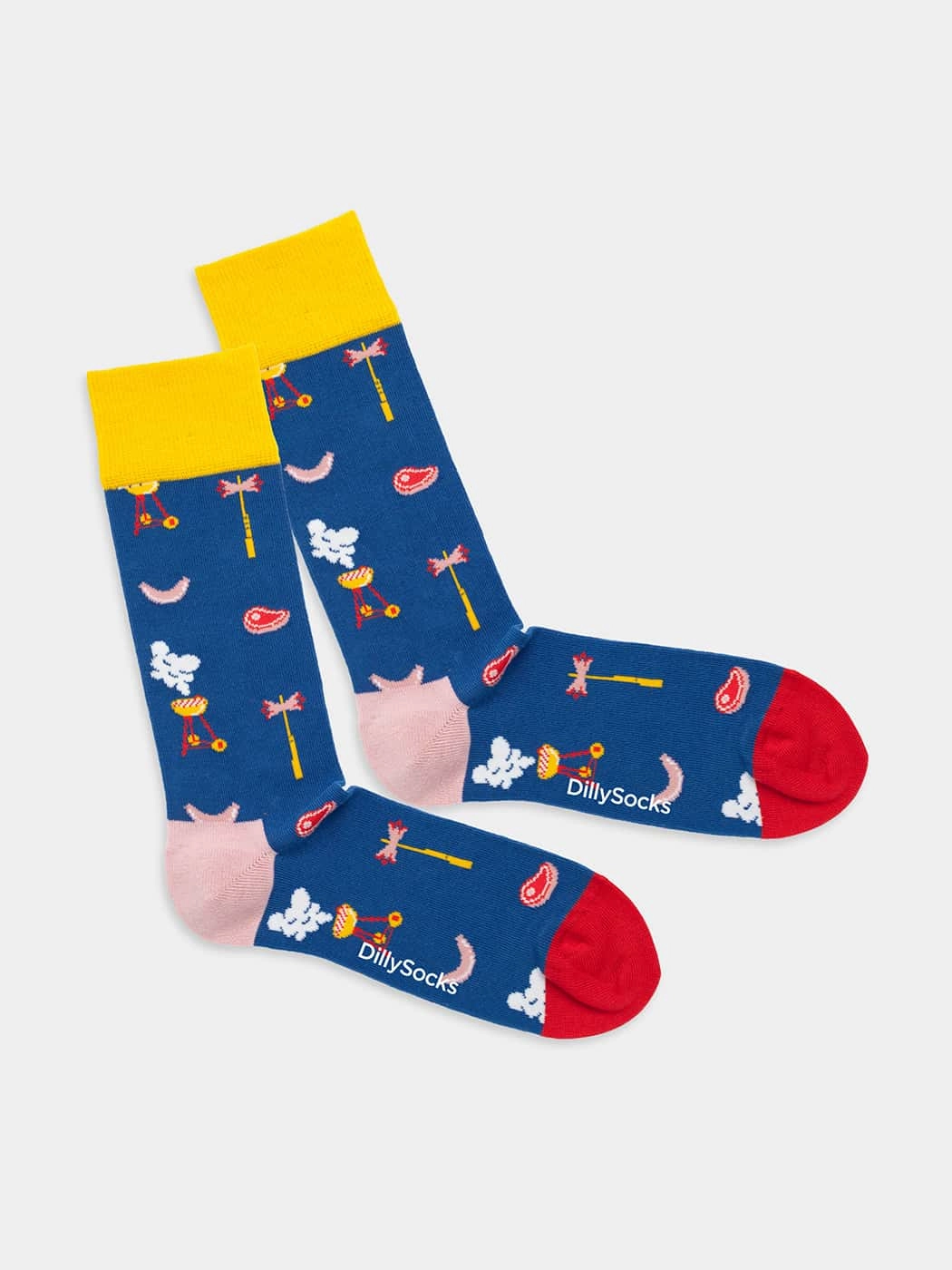 - Socken in Blau  mit Essen Motiv/Muster