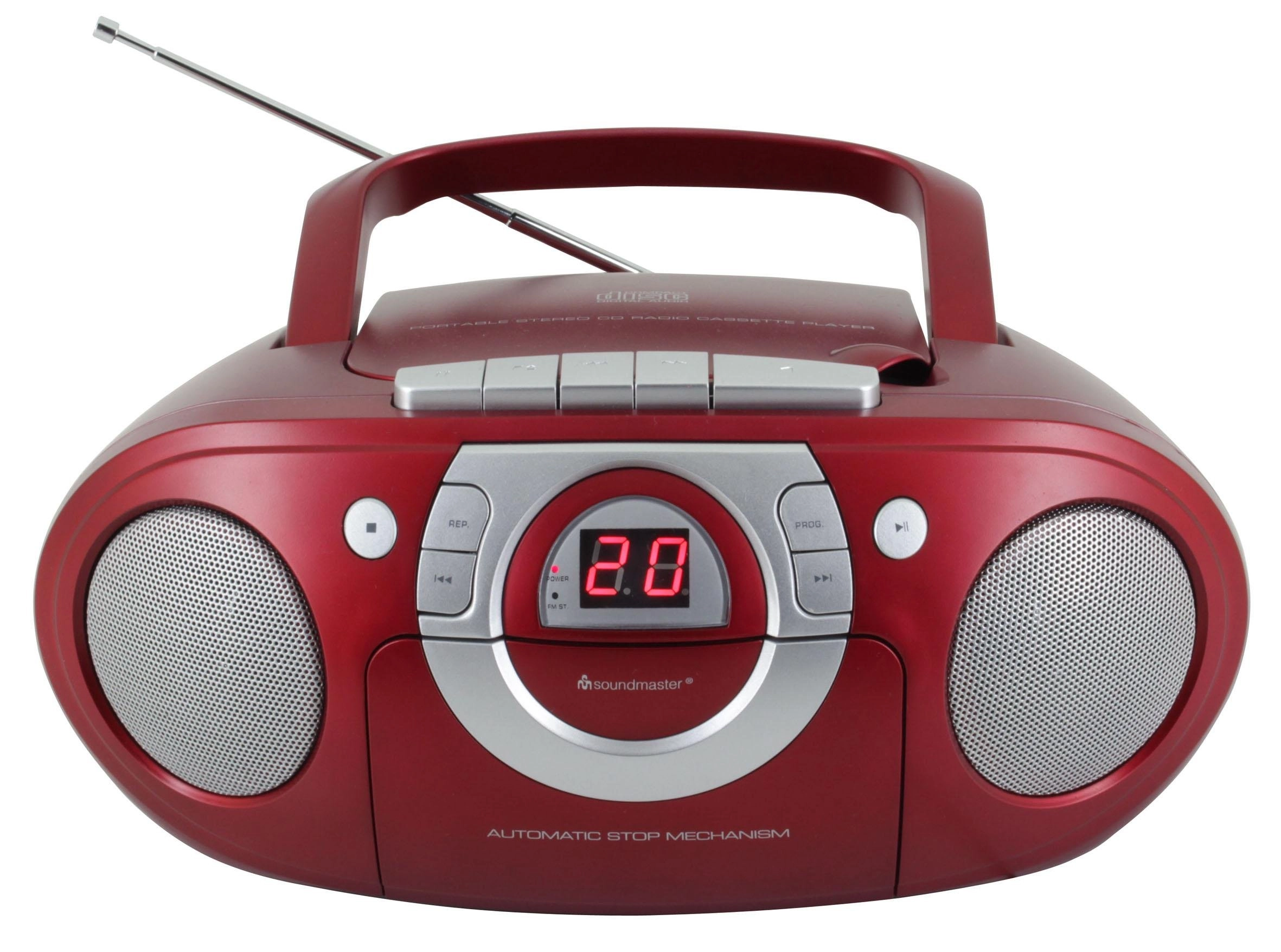 SCD 5100 rot Radiorekorder mit CD-Spieler und Kassettendeck