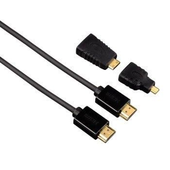 High Speed HDMI™-Kabel Stecker - Stecker, Ethernet, 1,5 m + HDMI™-Adapter (00074242)