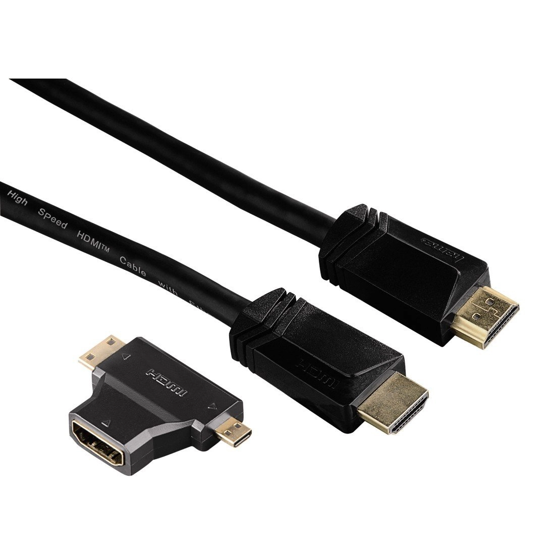 High Speed HDMI™-Kabel, Steck. - Steck., Ethernet, 1,5 m + HDMI™-Adapter (00122227)