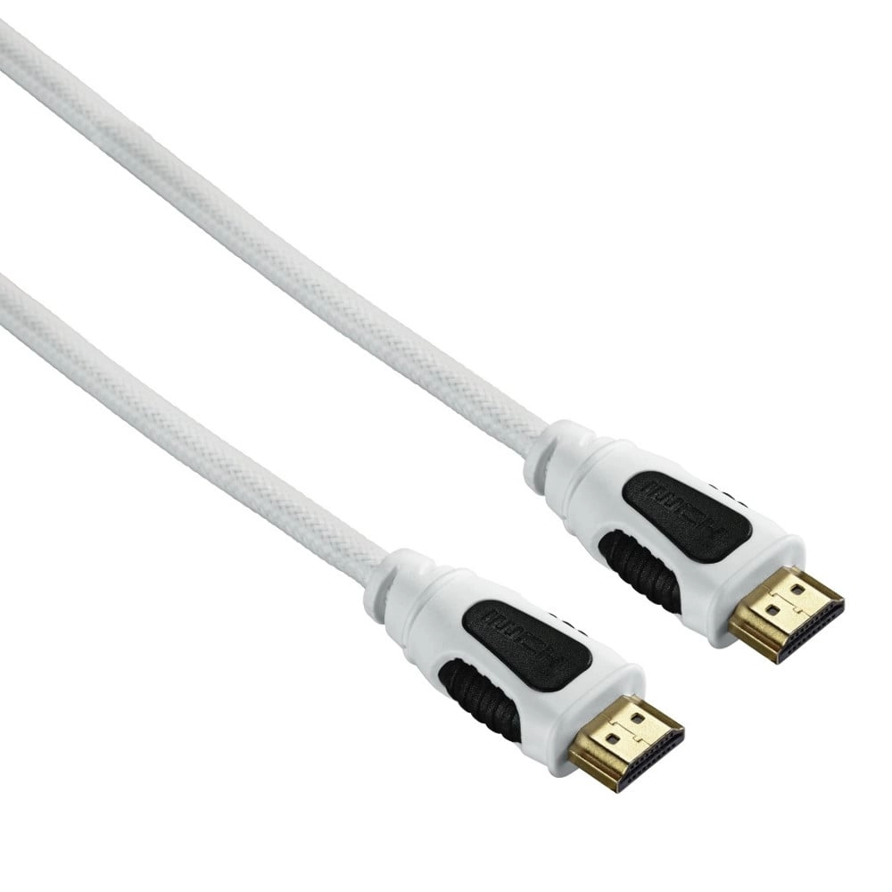 High Speed HDMI™-Kabel, St. - St., Ethernet, Gewebe, vergold., Weiß, 1,5 m (56577)