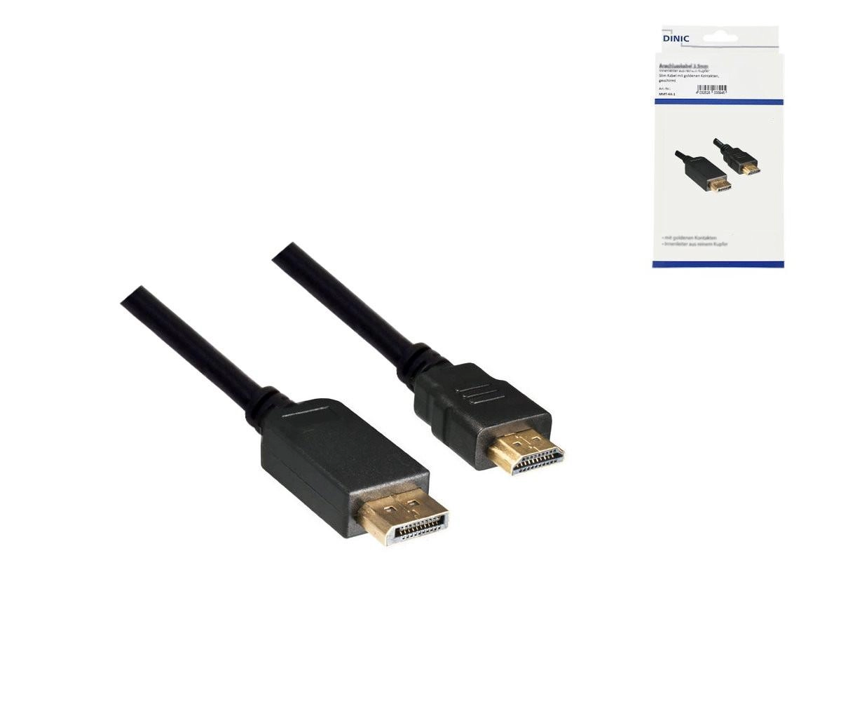 DisplayPort auf HDMI Kabel, 1920x1080p bei 60 Hz, Schwarz, 2 m