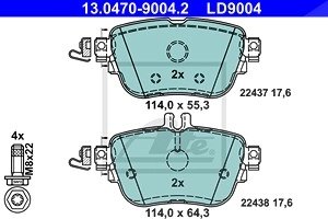 ATE Bremsbelagsatz MERCEDES-BENZ 13.0470-9004.2 0004206000,0004209700,0004209800 A0004206000,A0004209700,A0004209800