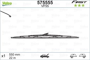 VALEO Scheibenwischer 575555 Wischblatt,Wischerblätter VW,AUDI,MERCEDES-BENZ,Transporter V Bus (7HB, 7HJ, 7EB, 7EJ, 7EF, 7EG, 7HF, 7EC)