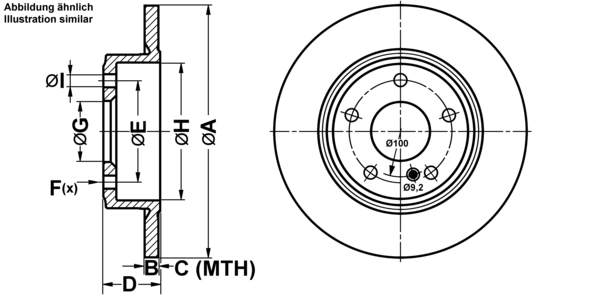 ATE Bremsscheibe 24.0109-0173.1 Bremsscheiben,Scheibenbremsen MERCEDES-BENZ,A-Klasse (W176),B-Klasse (W246, W242)