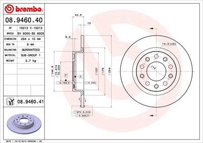 BREMBO Bremsscheibe 08.9460.41 Bremsscheiben,Scheibenbremsen ALFA ROMEO,GIULIETTA (940),Giulietta Kastenwagen (940_)