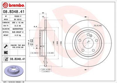 BREMBO Bremsscheibe 08.B348.41 Bremsscheiben,Scheibenbremsen MERCEDES-BENZ,A-Klasse (W176),B-Klasse (W246, W242),CLA Coupe (C117)