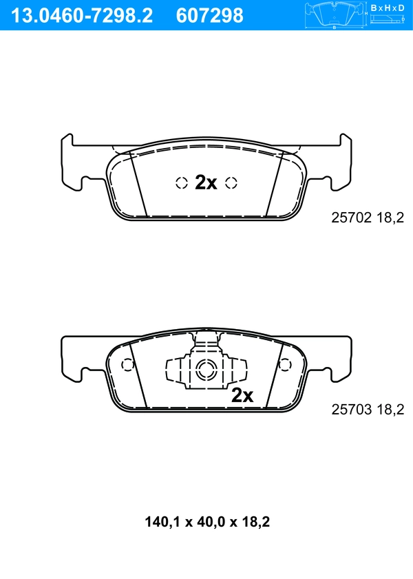 ATE Bremsbelagsatz 13.0460-7298.2 Bremsbeläge,Bremsklötze RENAULT,DACIA,SMART,Clio IV Schrägheck (BH_),Twingo III Schrägheck (BCM_),CLIO IV Kasten