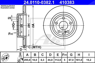 ATE Bremsscheibe 24.0110-0382.1 Bremsscheiben,Scheibenbremsen MERCEDES-BENZ,B-Klasse (W245),A-Klasse (W176),B-Klasse (W246, W242),CLA Coupe (C117)