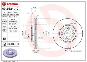 BREMBO Bremsscheibe 09.9824.11 Bremsscheiben,Scheibenbremsen TOYOTA,COROLLA (ZZE12_, NDE12_, ZDE12_),COROLLA Kombi (_E12J_, _E12T_)