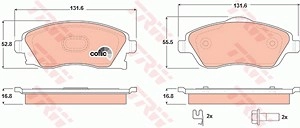 TRW Bremsbelagsatz GDB1570 Bremsbeläge,Bremsklötze OPEL,VAUXHALL,Corsa C Schrägheck (X01),Meriva A (X03),Tigra TwinTop (X04),COMBO Kasten/Kombi