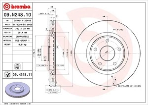 BREMBO Bremsscheibe 09.N248.11 Bremsscheiben,Scheibenbremsen FIAT,CHRYSLER,LANCIA,Freemont (345_),GRAND VOYAGER V (RT),Pacifica MPV (RU)