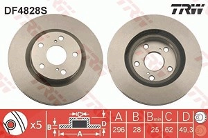 TRW Bremsscheibe DF4828S Bremsscheiben,Scheibenbremsen TOYOTA,LEXUS,AURIS (NRE15_, ZZE15_, ADE15_, ZRE15_, NDE15_)