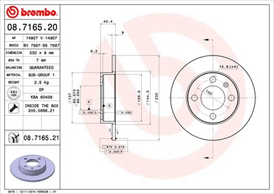 BREMBO Bremsscheibe 08.7165.21 Bremsscheiben,Scheibenbremsen VW,SEAT,Golf IV Schrägheck (1J1),Lupo (6X1, 6E1),POLO (6N2),Polo Variant (6V5)