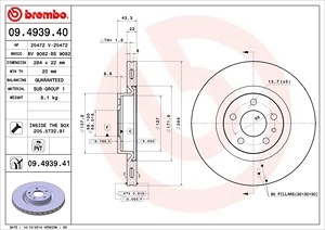 BREMBO Bremsscheibe COATED DISC LINE 09.4939.41 Bremsscheiben,Scheibenbremsen FIAT,500L (351_, 352_)