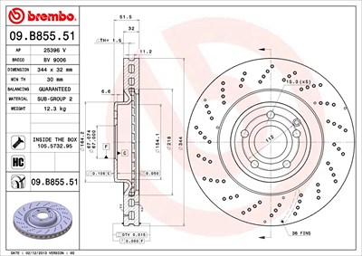 BREMBO Bremsscheibe 09.B855.51 Bremsscheiben,Scheibenbremsen MERCEDES-BENZ,CLS (C218),CLS Shooting Brake (X218)