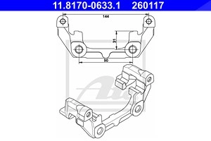 ATE Bremssattelhalter 11.8170-0633.1 Bremssattelträger,Bremsträger OPEL,SAAB,VAUXHALL,Vectra C Caravan (Z02),Signum CC (Z03),Vectra C Limousine (Z02)