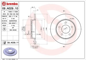 BREMBO Bremsscheibe 08.A029.11 Bremsscheiben,Scheibenbremsen MAZDA,3 (BK),3 (BL),PREMACY (CP),3 Stufenheck (BK),3 Stufenheck (BL)