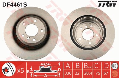 TRW Bremsscheibe DF4461S Bremsscheiben,Scheibenbremsen BMW,3 Touring (E91),3 Limousine (E90),3 Coupe (E92),X1 (E84),3 Cabrio (E93)