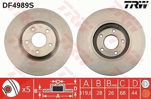 TRW Bremsscheibe DF4989S Bremsscheiben,Scheibenbremsen RENAULT,NISSAN,KOLEOS (HY_),Qashqai / Qashqai +2 I (J10, NJ10),JUKE (F15)