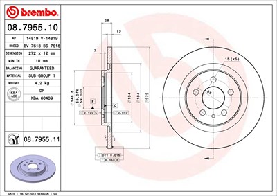 BREMBO Bremsscheibe 08.7955.11 Bremsscheiben,Scheibenbremsen FIAT,PEUGEOT,CITROËN,Ulysse (179_),807 (E),C8 (EA_, EB_),PHEDRA (179)