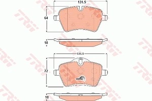 TRW Bremsbelagsatz GDB1712 Bremsbeläge,Bremsklötze MINI,Schrägheck (R56),Schrägheck (R50, R53),Clubman (R55),Cabrio (R52),Countryman (R60)