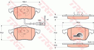 TRW Bremsbelagsatz GDB1403 Bremsbeläge,Bremsklötze VW,AUDI,SKODA,Golf IV Schrägheck (1J1),Golf V Schrägheck (1K1),POLO (9N_),Golf IV Variant (1J5)