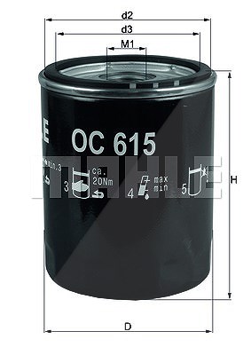 MAHLE ORIGINAL Ölfilter OC 615 Motorölfilter,Filter für Öl FORD,PEUGEOT,MAZDA,Ranger (ET),J5 Kasten (280L),BT-50 (CD, UN)