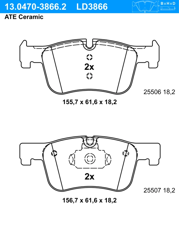 ATE Bremsbelagsatz 13.0470-3866.2 Bremsbeläge,Bremsklötze BMW,1 Schrägheck (F20),3 Touring (F31),3 Limousine (F30, F80),3 GT (F34),4 Gran Coupe (F36)